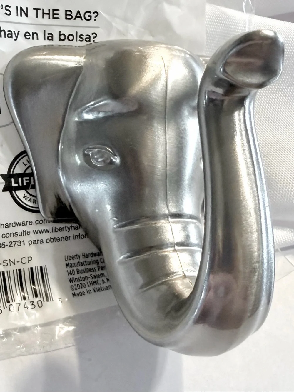 Liberty Elephant Wall Hook 2-7/8